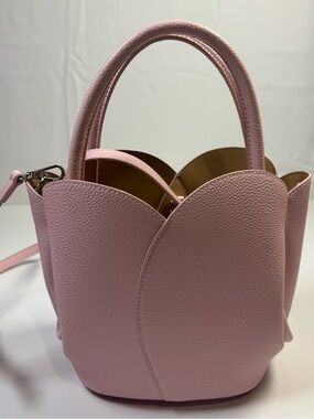 Anthropologie Melie Bianco Vegan Pink Scalloped Mini Tote with Detachable Strap
